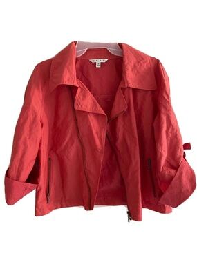 CAbi | Womens Size M Medium Red Motorcycle Jacket Crop Asymmetrical
